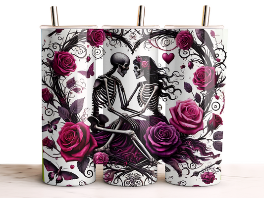 Skeleton Couple - 20oz Skinny Tumbler